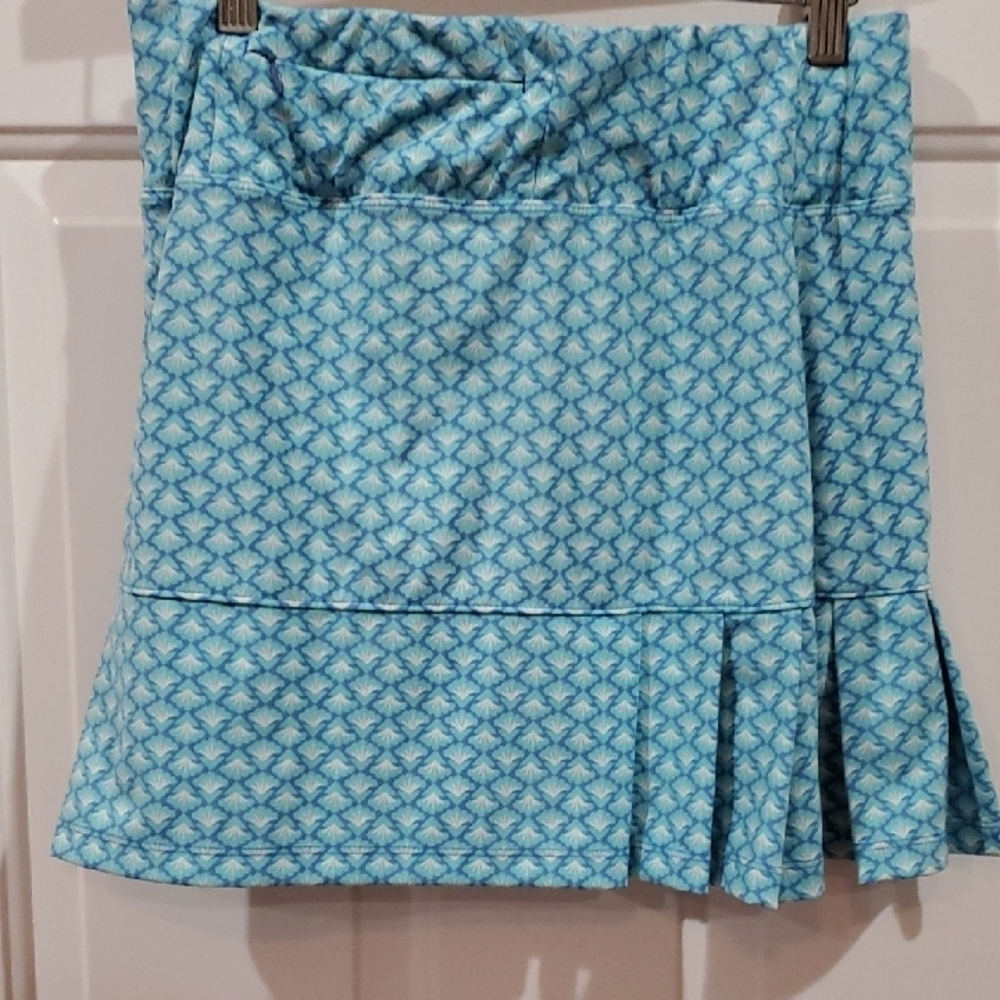 Sigrid Olsen Golf & TENNIS Aqua Geometric Patterned Pleated Skort Pickleball - Picture 5 of 9